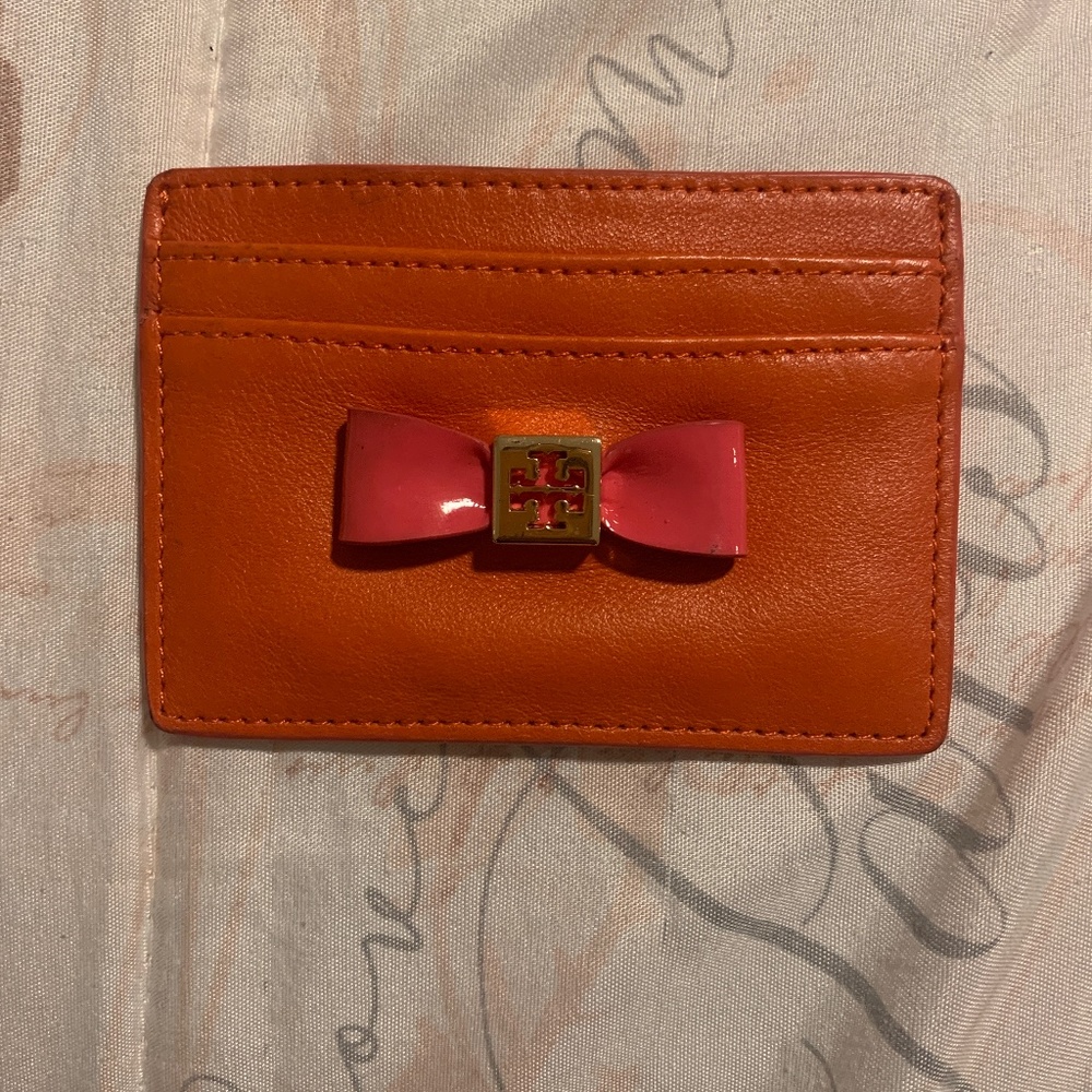 tory burch small burnt orange wallet (never used)